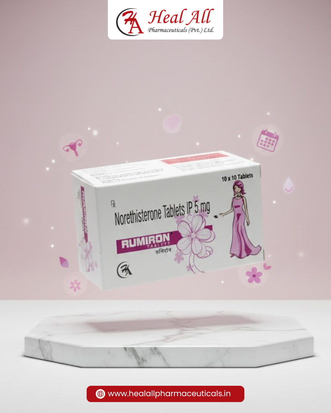 RUMIRON Tablets (Norethisterone IP 5 mg) | Heal All Pharma