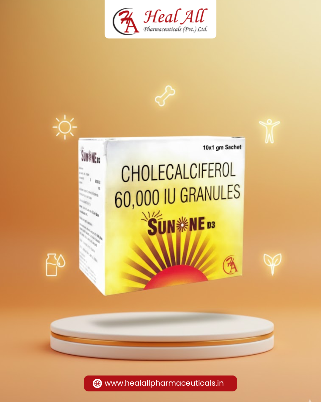 SUNONE D3 Granules | Heal All Pharma